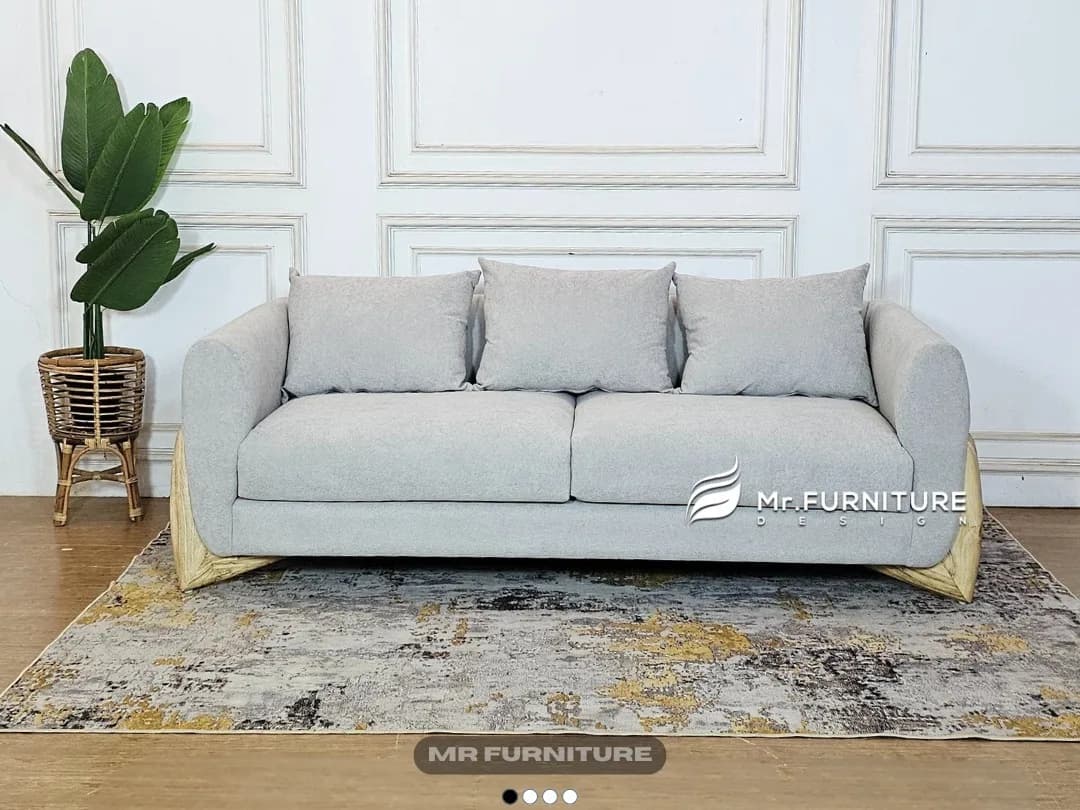 Sofa Kaki Kayu Mario 200x82x68 cm