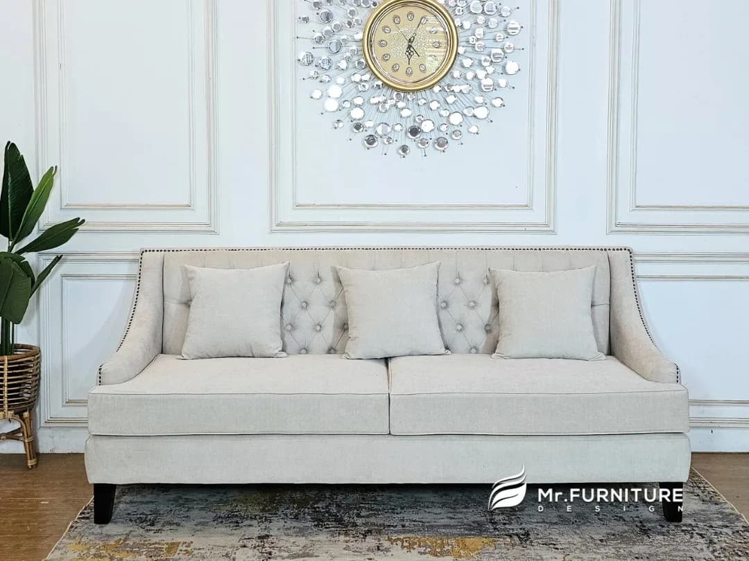 Sofa Tiga Tempat Duduk dengan Kancing 215x85x95 cm